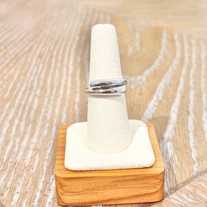 Silver Tone Wrap Ring Size 8 Minimalist Stack Style Modern Open Design